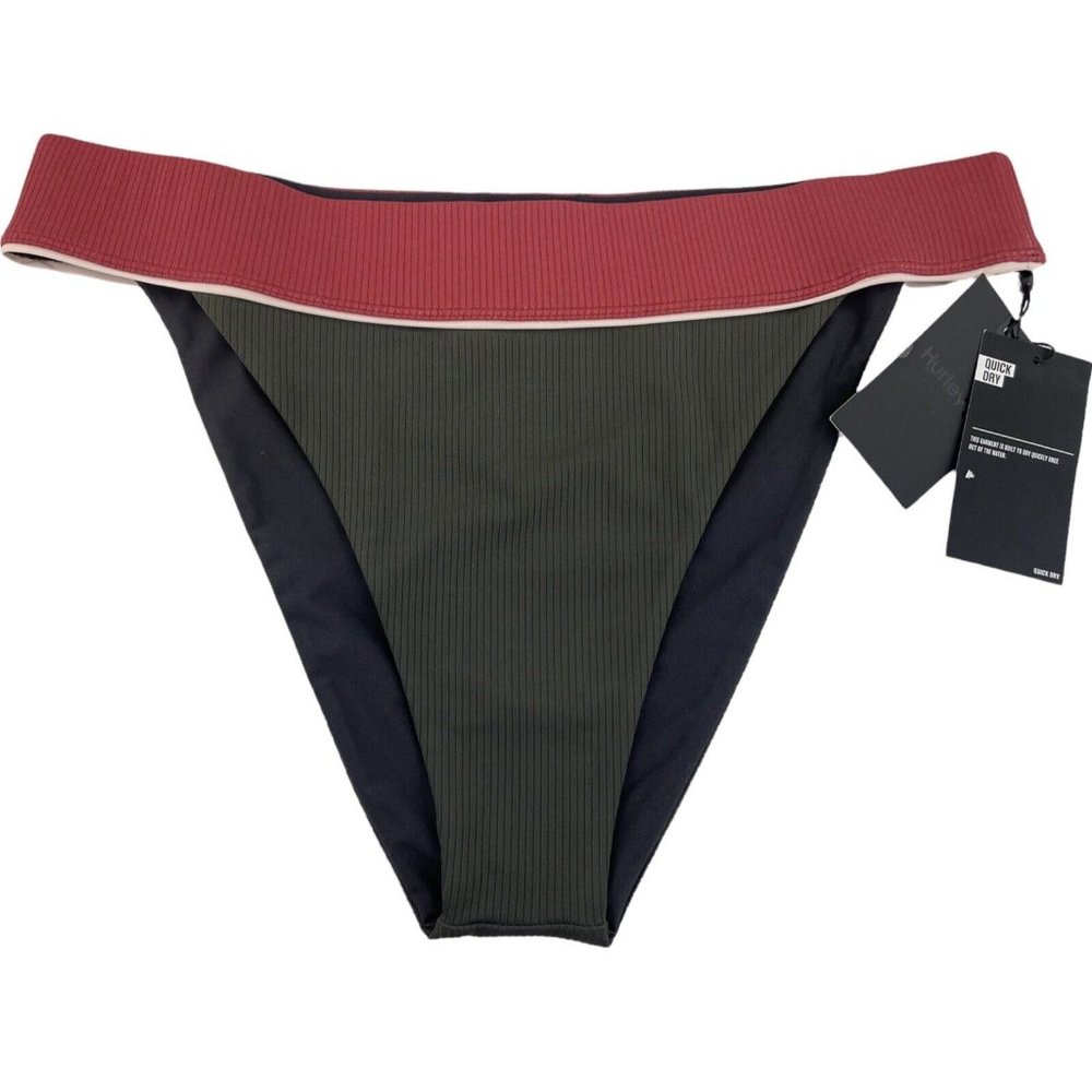 Hurley Bikini Maritime Surf Ribbed‎ Bottom Size XL BV1398 Quick Dry